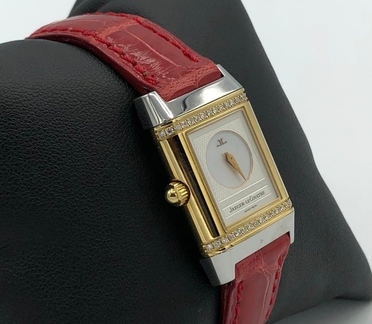 Jaeger LeCoultre Reverso horloge bicolor met rode leren band
