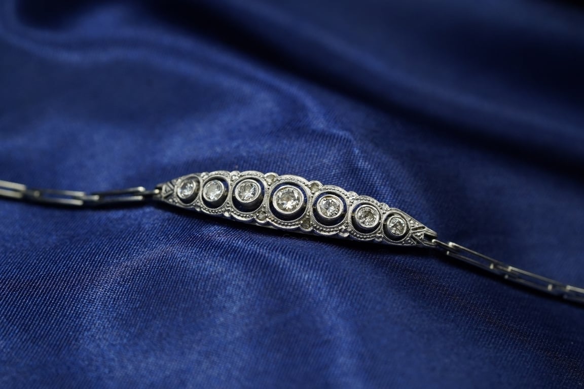 art deco armband witgoud met diamant