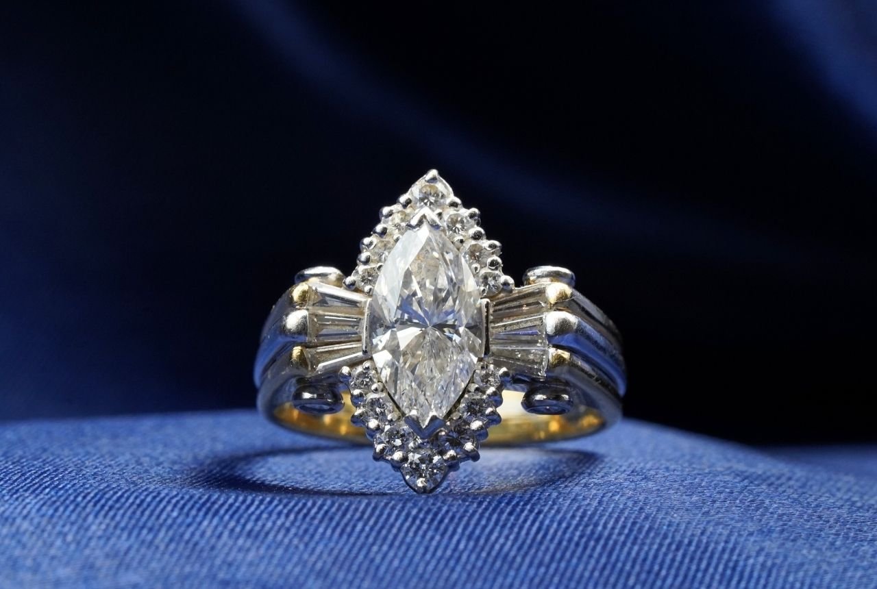 marquise ring vintage diamant en goud
